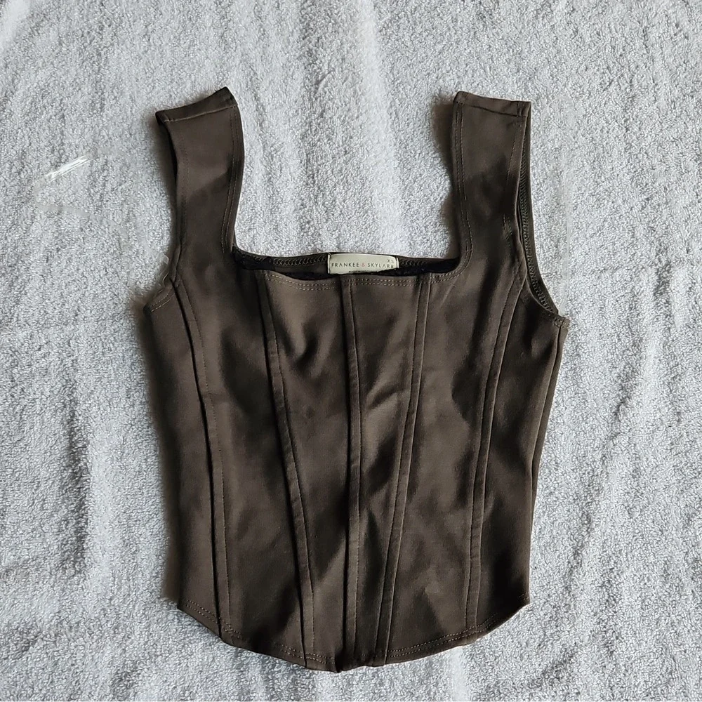Frankee & Skylarr Brown Corset Top Womens Size XS Solid Opaque